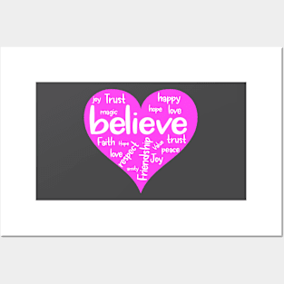 Believe Word Cloud Heart Posters and Art